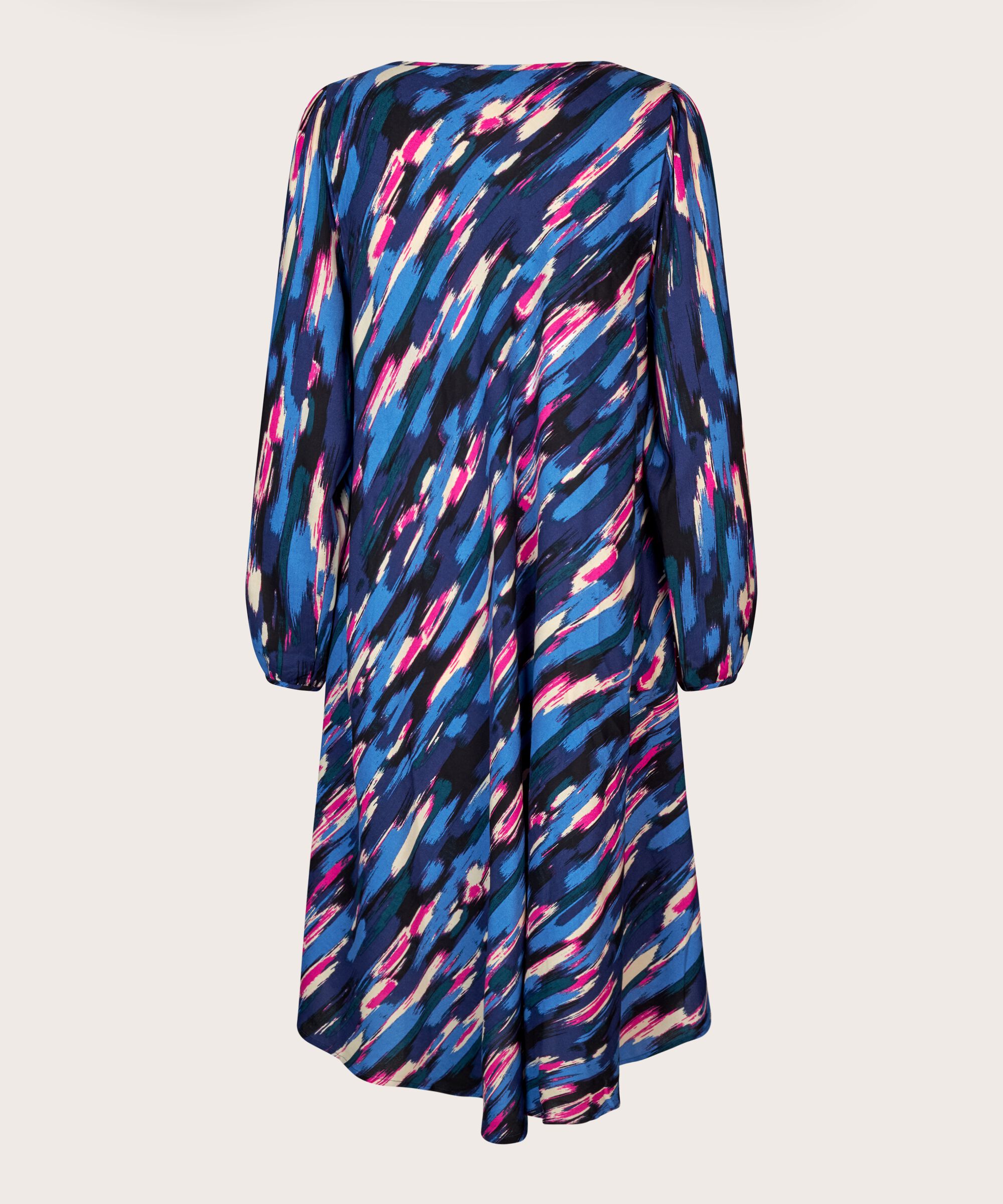 Bedrucktes Viskosekleid mit Rundhalsausschnitt, Federal Blue