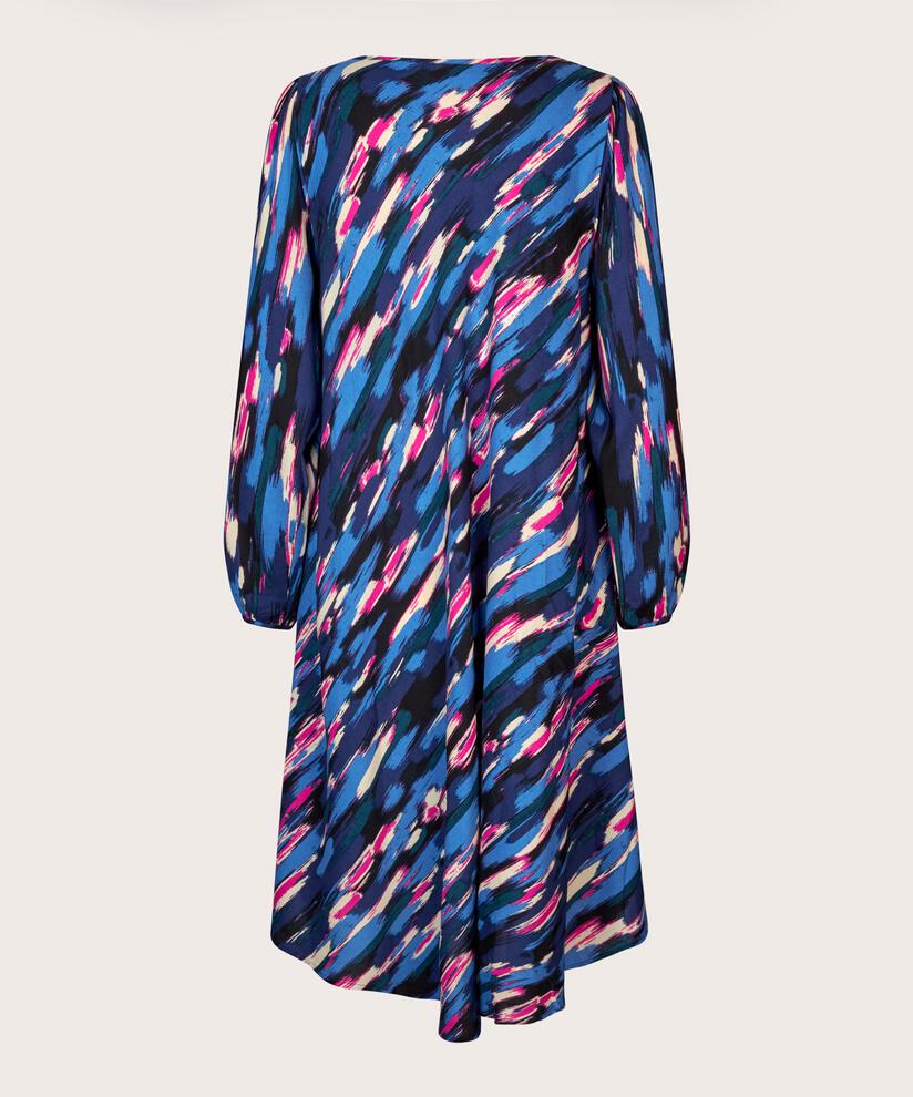 Bedrucktes Viskosekleid mit Rundhalsausschnitt, Federal Blue