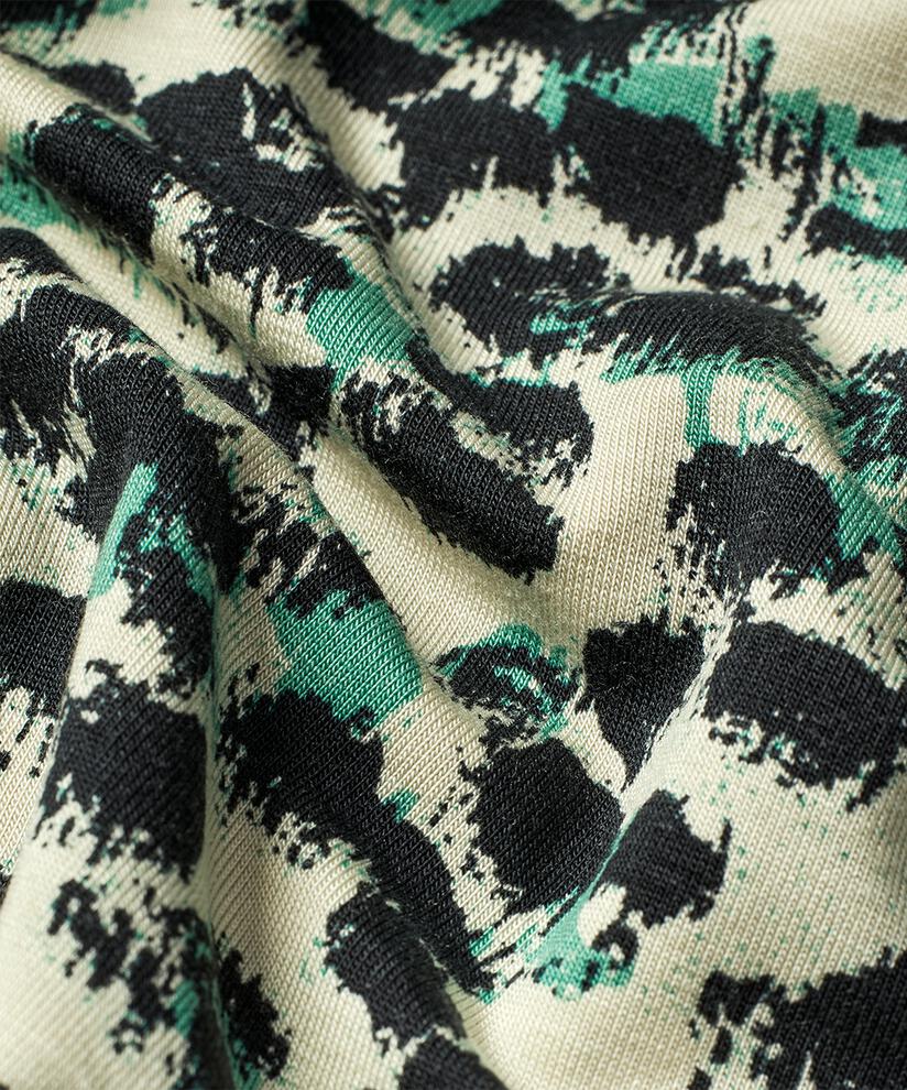 Bedruckte Jersey-Tunika mit Knopfdetail am Hals, Winter Green
