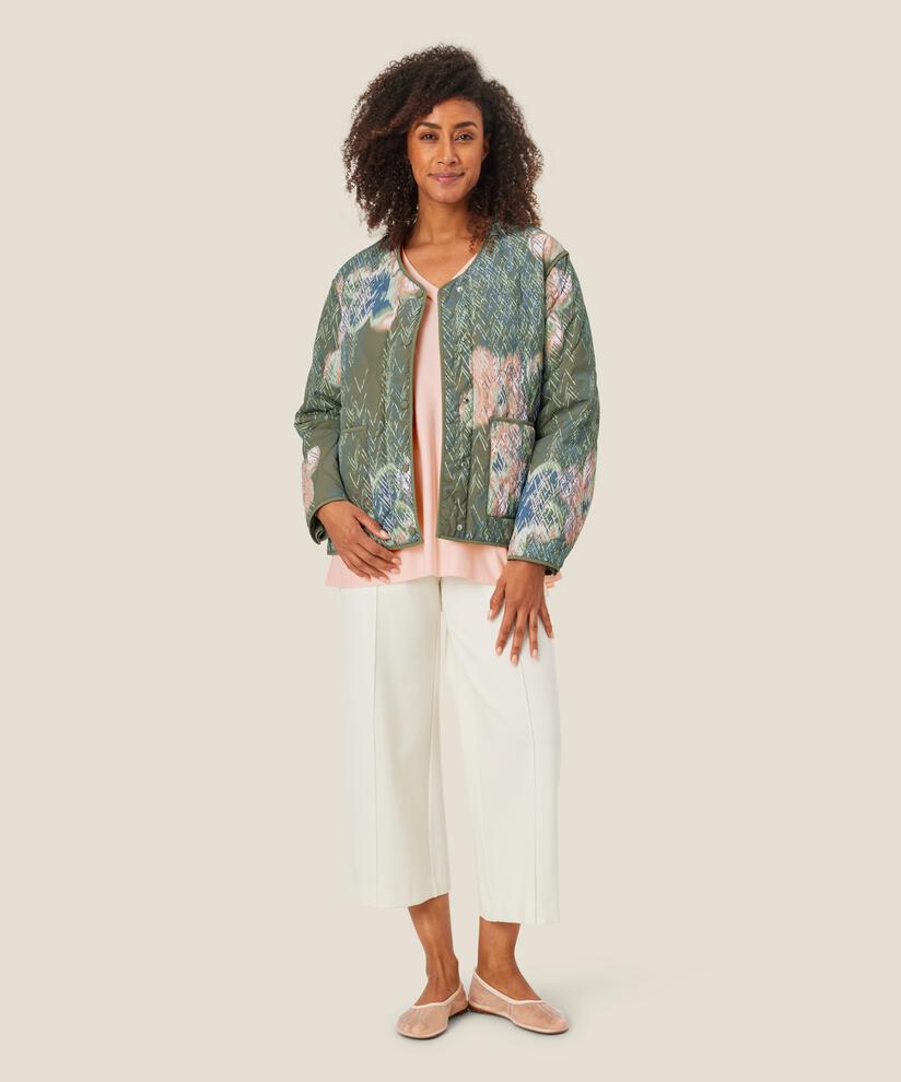 gesteppte, gemusterte Jacke mit Knopfverschluss, D. Lichen Green