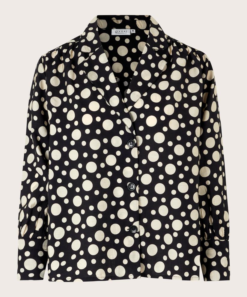Gepunktete Hemdjacke aus Viskose, Black