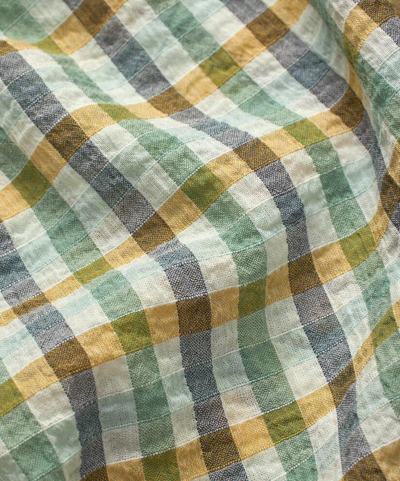 kariertes Baumwollkleid mit Knopfleiste, D. Grass Green