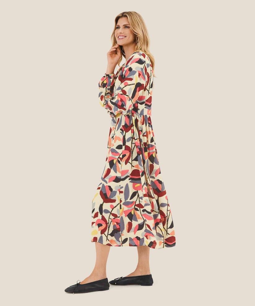 Viskosekleid mit Seitenfalten, Calypso Coral
