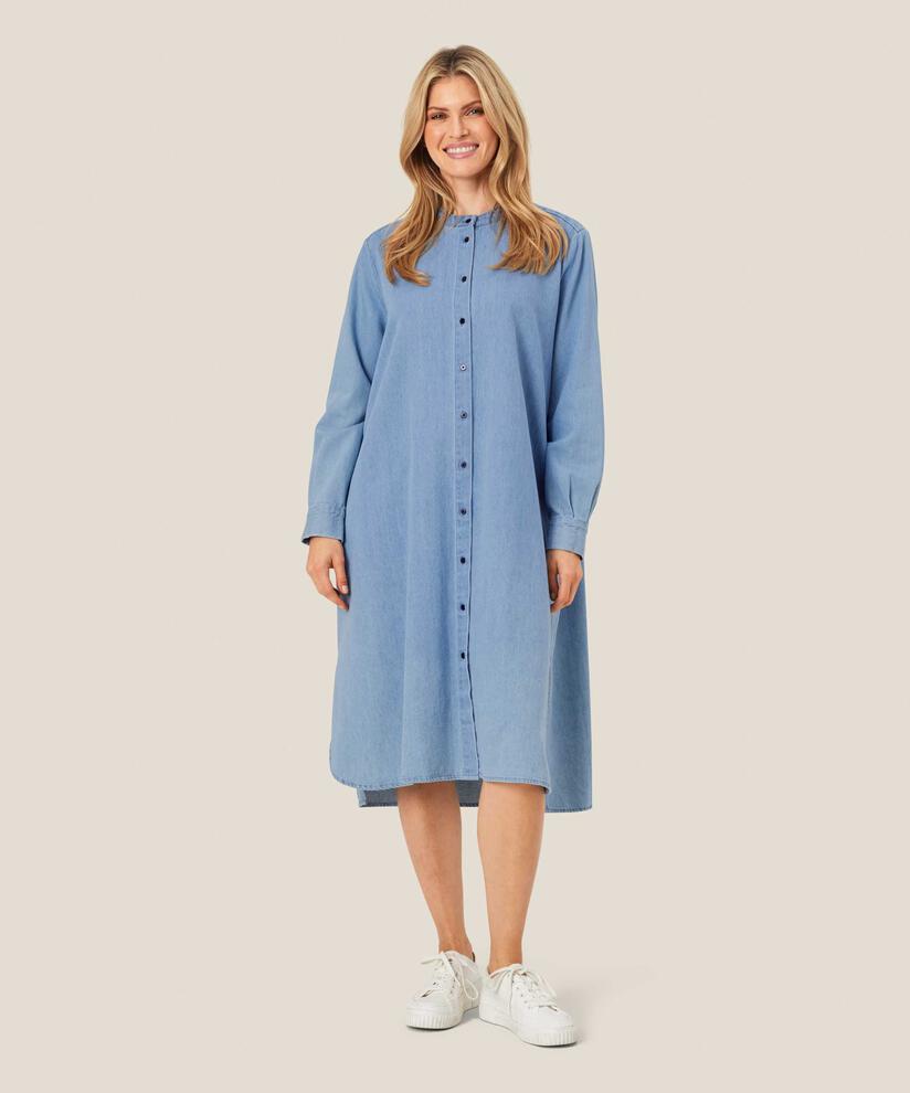 Durchgeknöpftes Jeanskleid mit langen Ärmeln, Light Denim