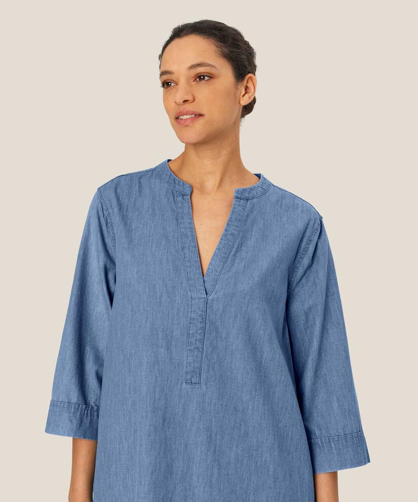 weiches Denim-Kleid mit 3/4-Ärmeln, Blue Denim