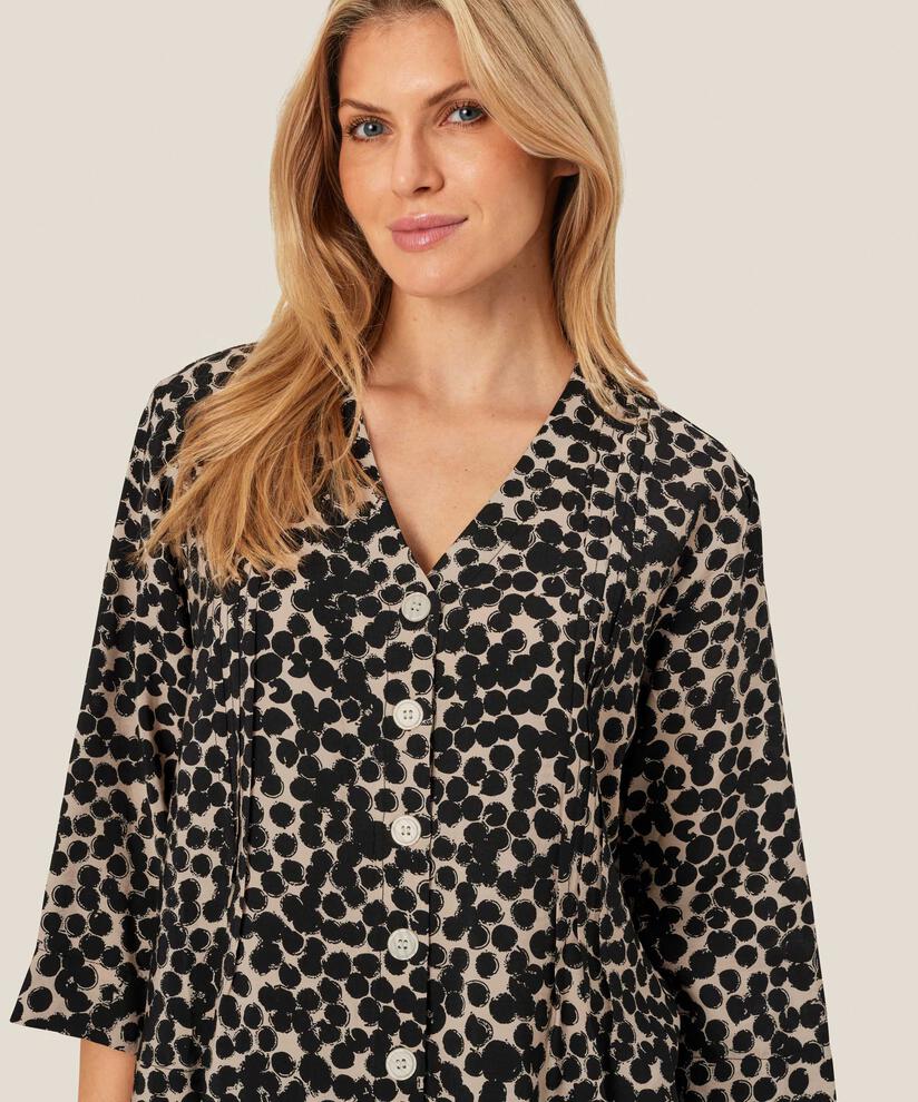 Bedrucktes Hemd aus Viskose mit Dreiviertelärmeln, Fog