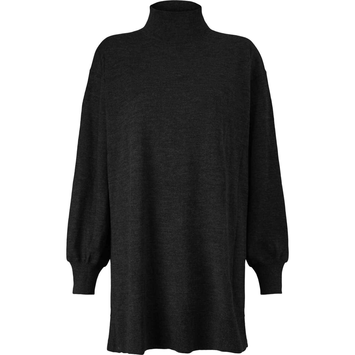 Rollkragenpullover aus Wolle, Black