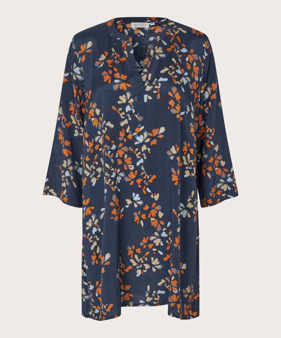 Bedruckte Viskose-tunika Mit 3/4-ärmeln, Autumnal