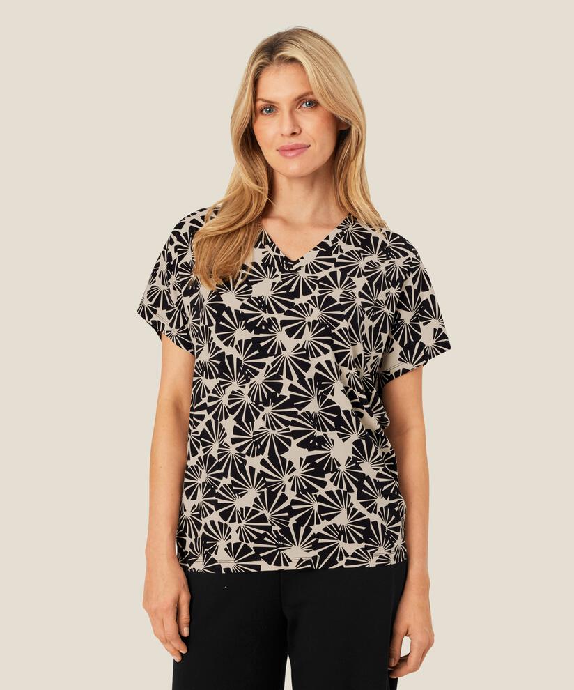 Bedrucktes T-Shirt mit V-Ausschnitt, Fog