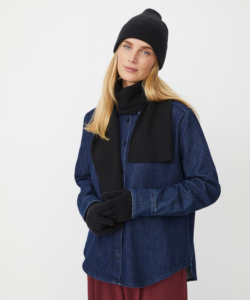 Set mit Mütze, Handschuhen und Schal, Black