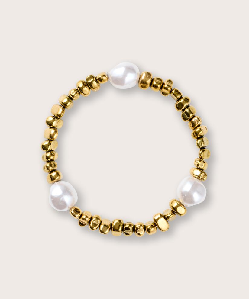 elastisches Armband mit goldenen Perlen, Gold