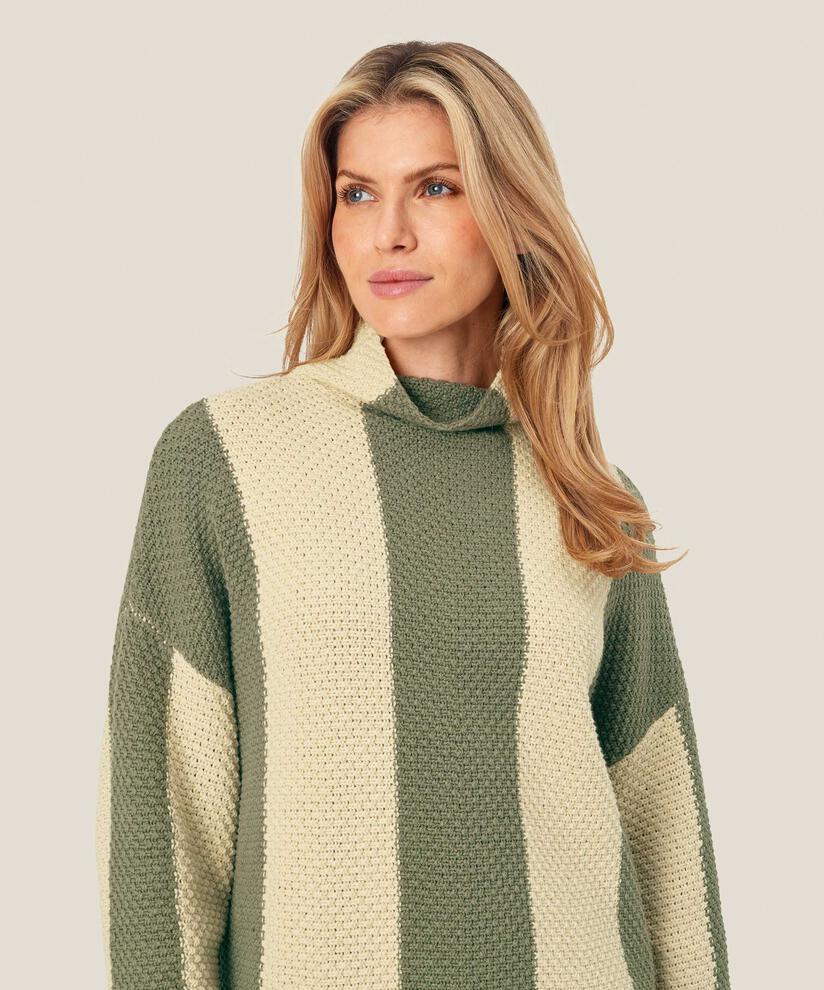 Strickpullover mit hohem Halsausschnitt und weiten Ärmeln, D. Lichen Green