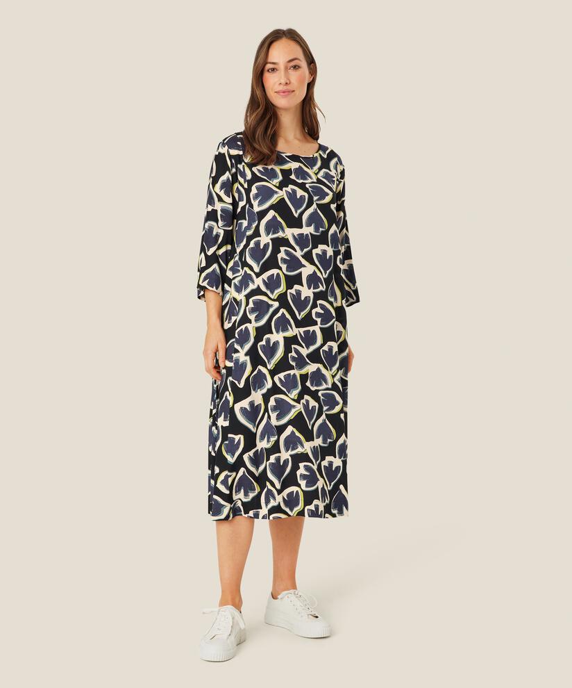 Kleid Aus Viskose Mit Knopf Am Hals, Maritime Blue