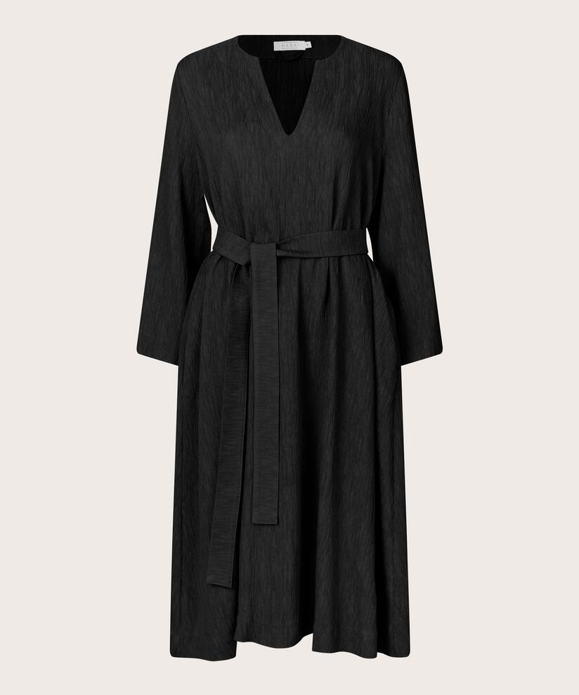 Kleid mit tiefem V-Ausschnitt und Krawatten, Black