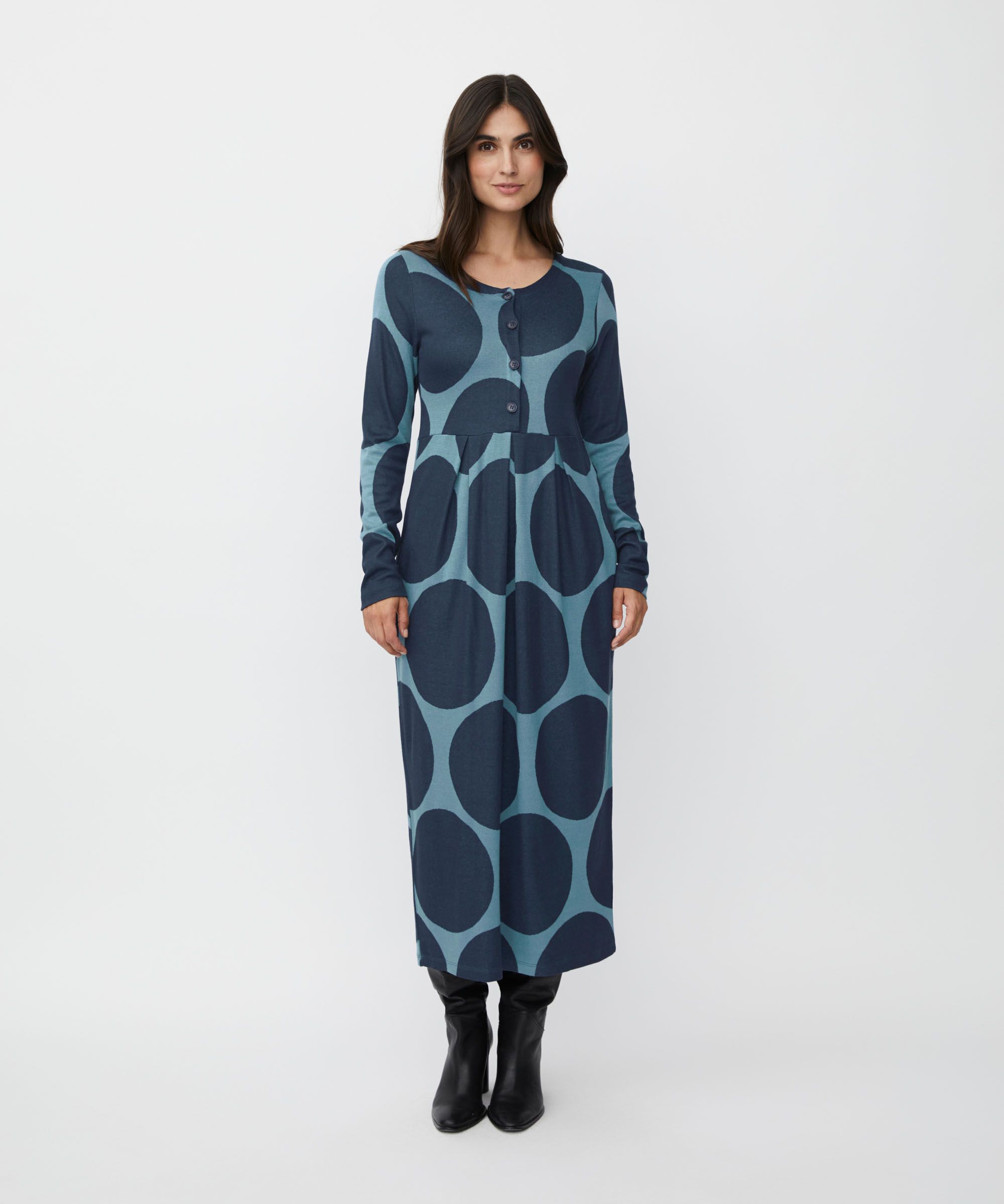 Tulpenkleid Aus Jersey Mit Knöpfen, Proven Blue