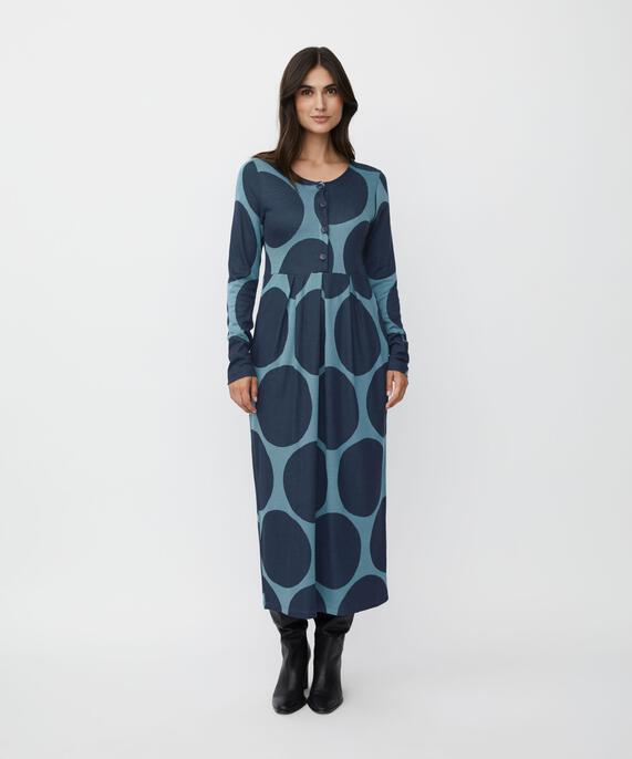 Tulpenkleid Aus Jersey Mit Knöpfen, Proven Blue