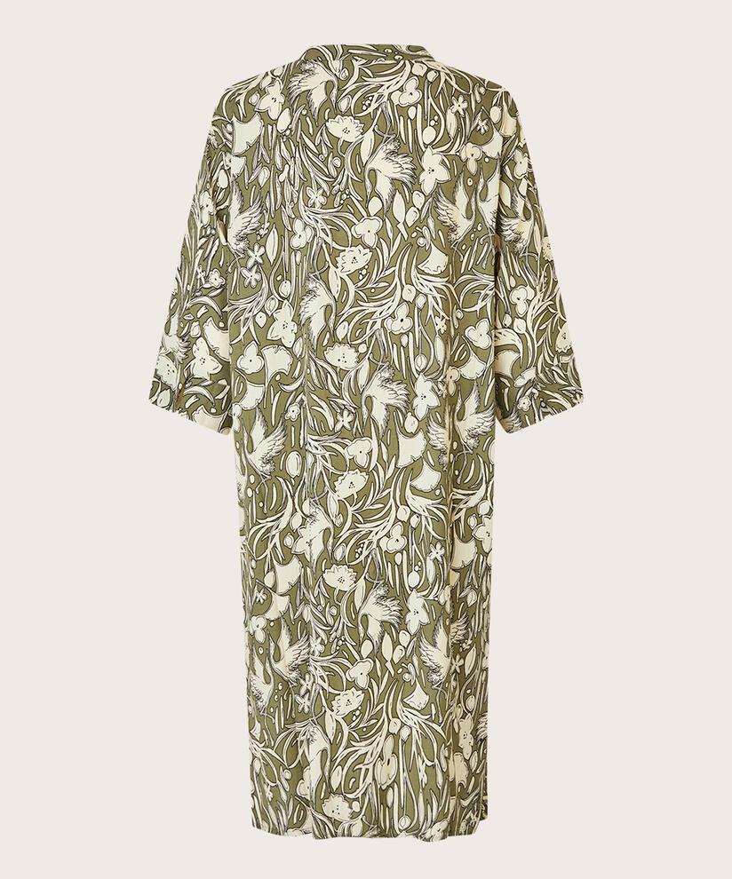 Bedrucktes Hemdkleid Aus Viskose Mit Taschen, D. Lichen Green