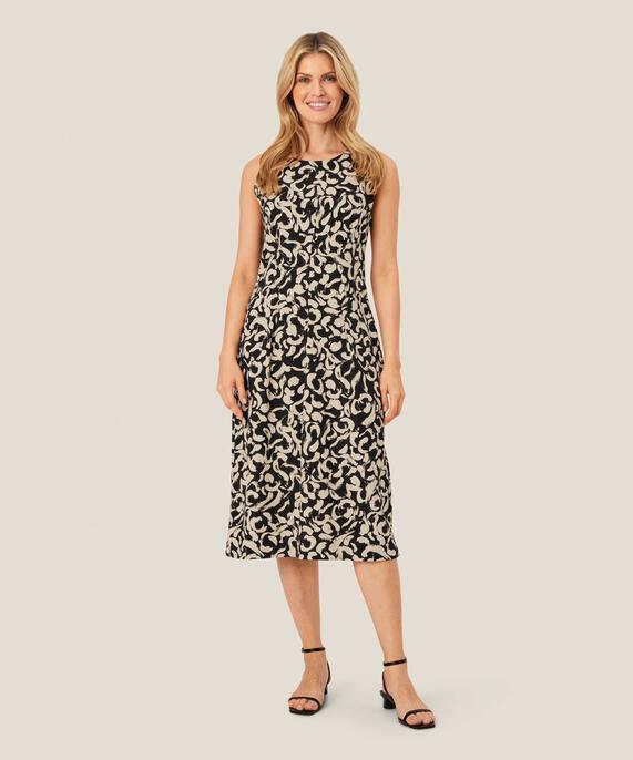 Tailliertes Jerseykleid ohne Ärmel, Black