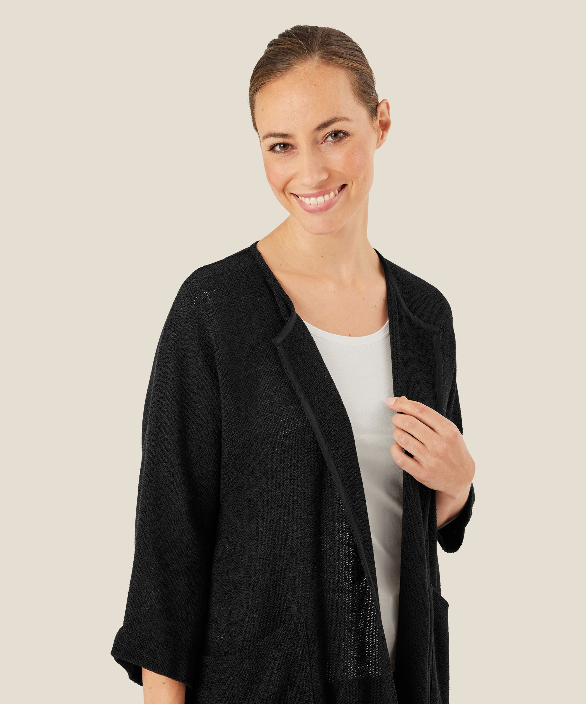 Lange Jacke Aus Bouclé, Black