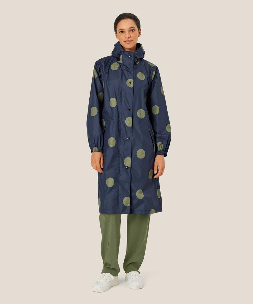gepunktete Regenjacke mit Kapuze und Taschen, Mood Indigo