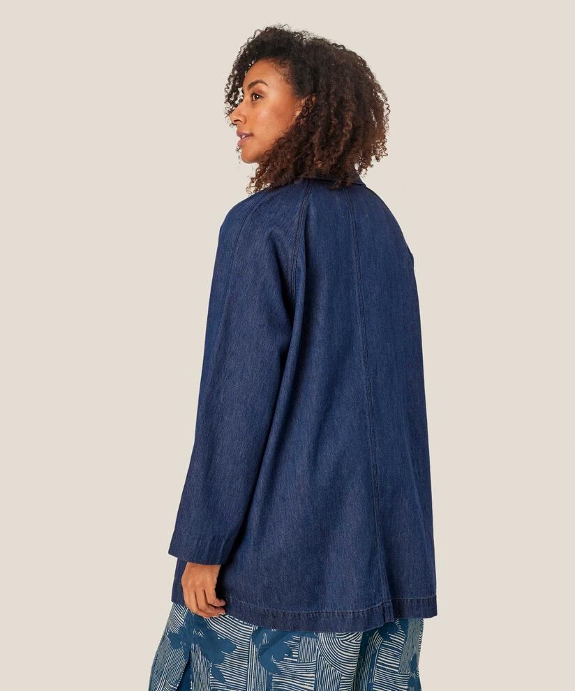 Ungefütterte Jeansjacke mit Knopfverschluss, Dark Denim