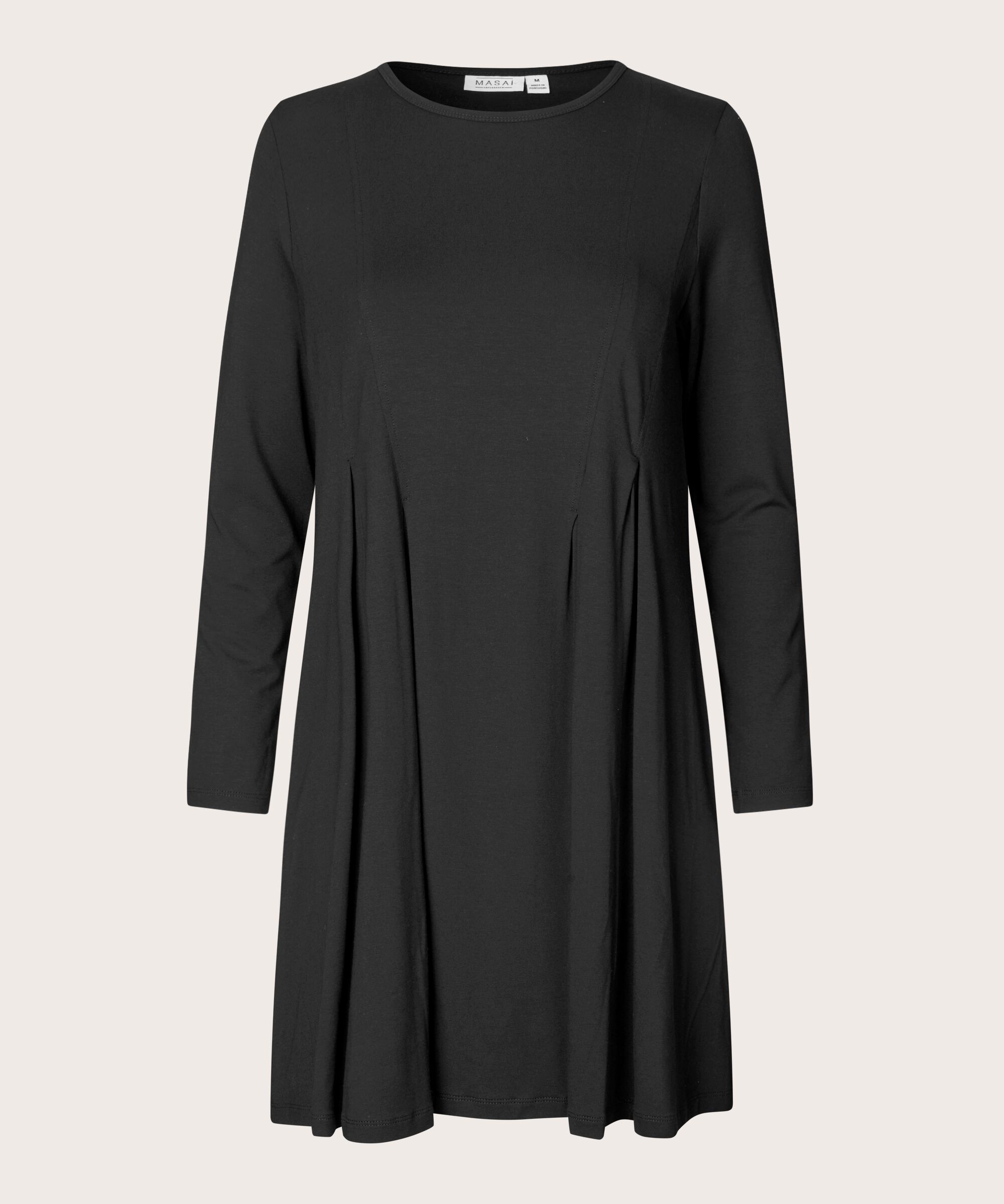 Jersey-Tunika mit Falten und Eingrifftaschen, Black