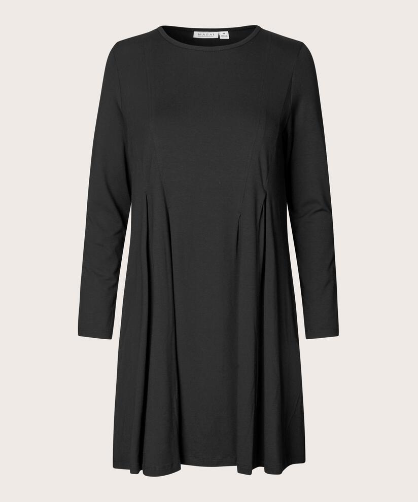 Jersey-Tunika mit Falten und Eingrifftaschen, Black