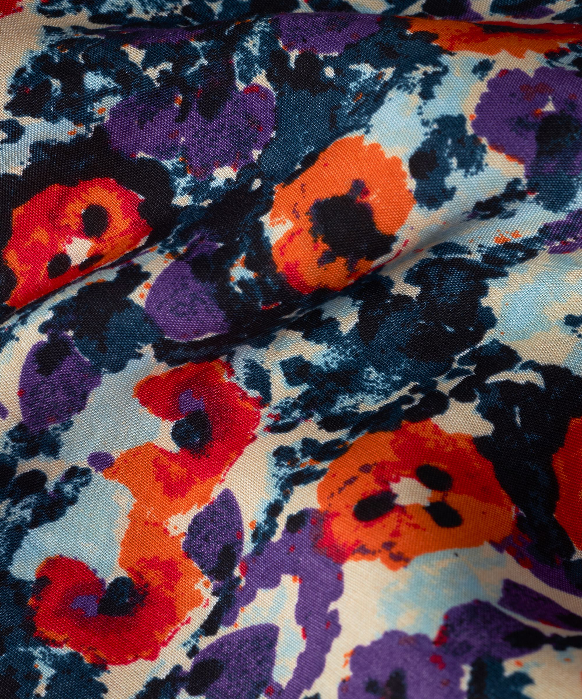 Geblümtes Viskosekleid mit Bindebändern und Eingrifftaschen, Meadow Violet