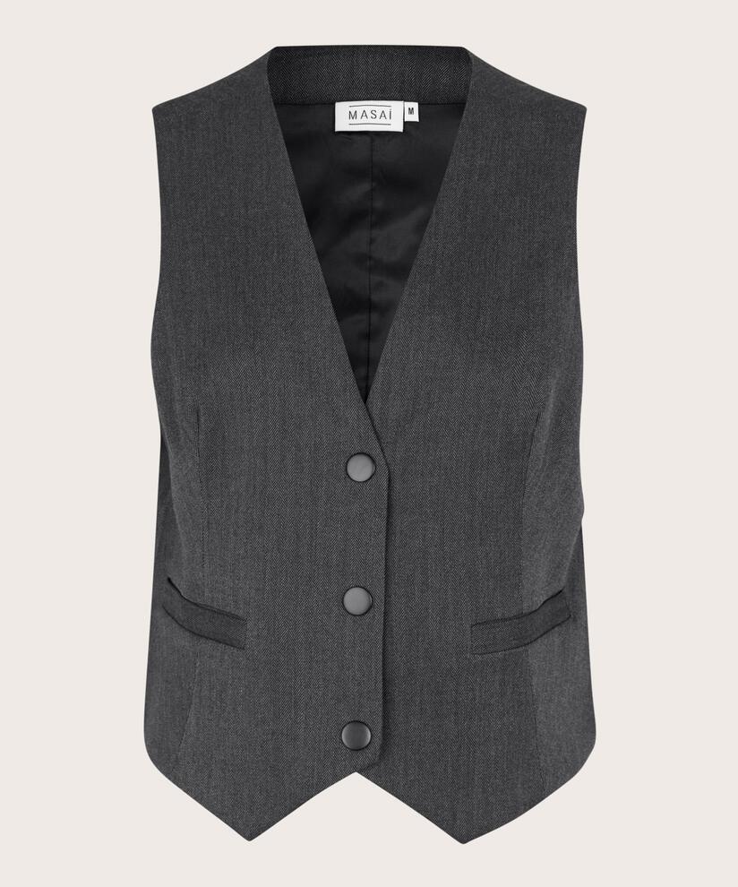 Weste mit Druckknöpfen und Leistentaschen, D. Grey mel.