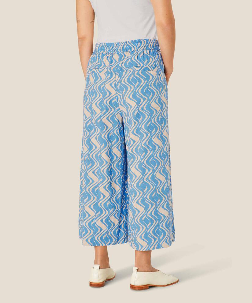 Bedruckte Baumwollhose mit weitem Bein, Blue Bonnet