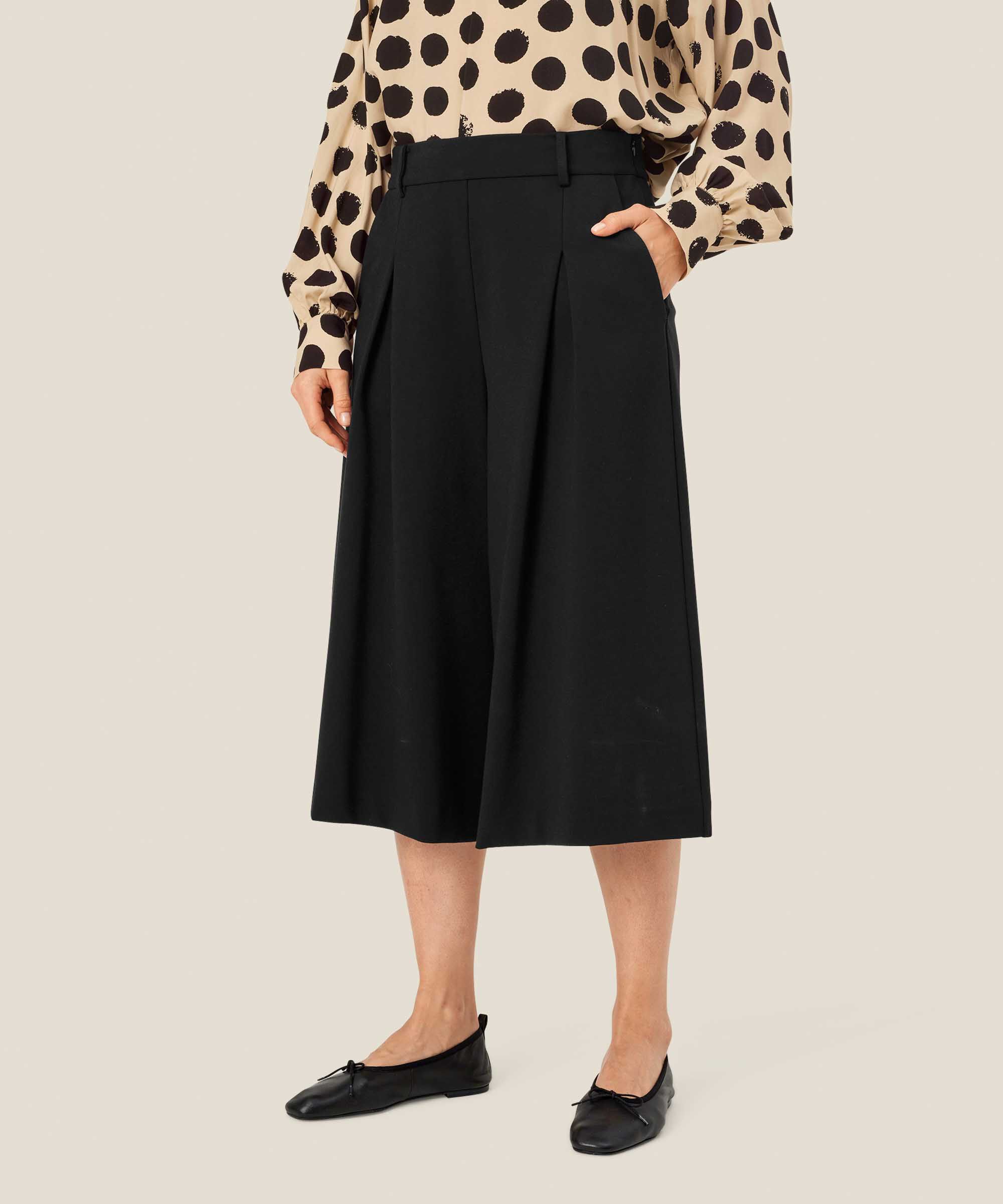 Jerseyhose Mit Falten Vorne Und Verdecktem Reißverschluss An Der Seite, Black