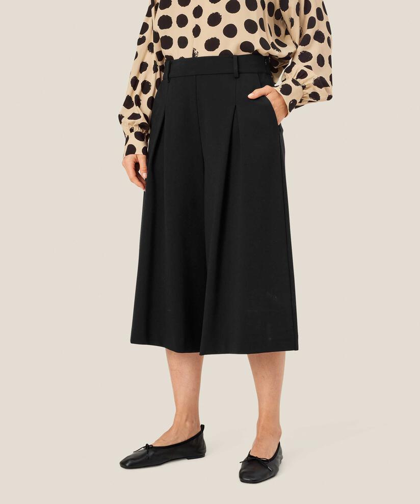 Jerseyhose Mit Falten Vorne Und Verdecktem Reißverschluss An Der Seite, Black