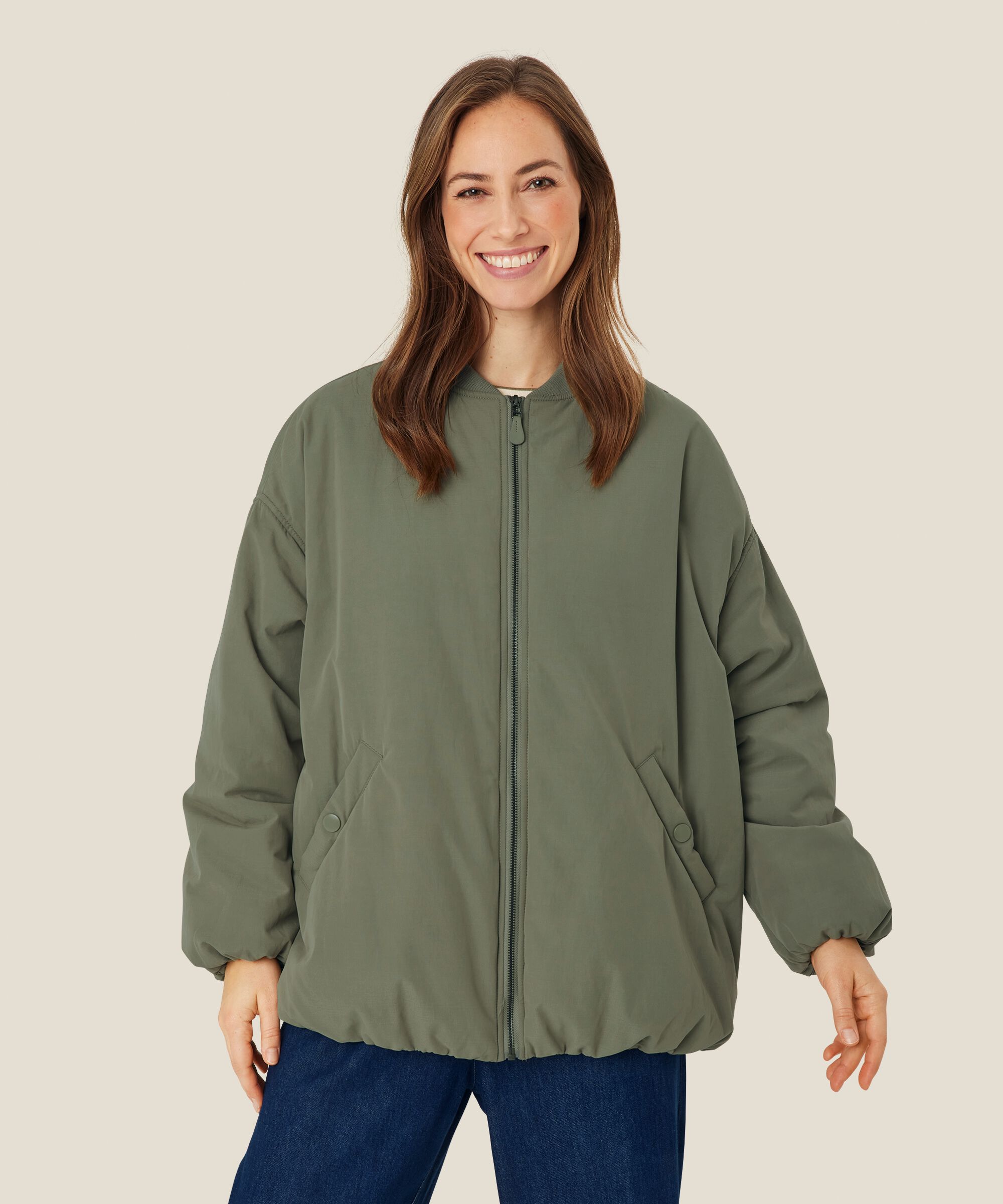 Bomberjacke mit Eingrifftaschen, Vetiver