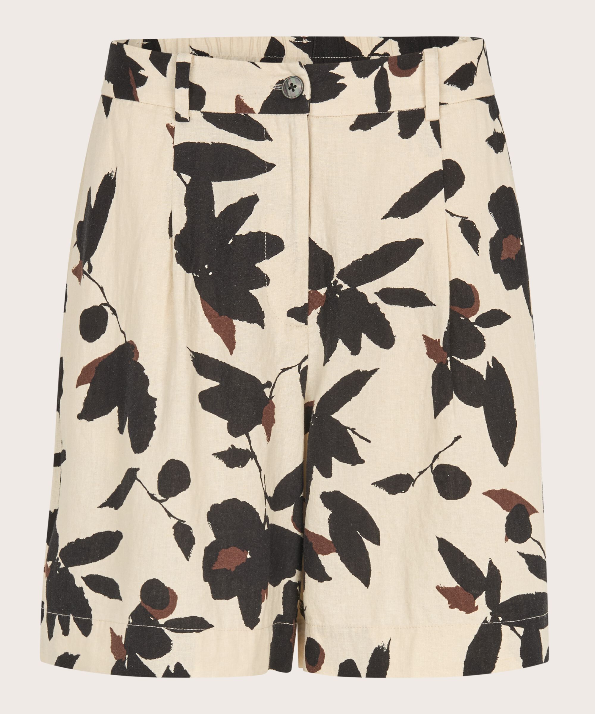 Shorts aus Leinenmischung mit Gummizug auf der Rückseite, Chestnut