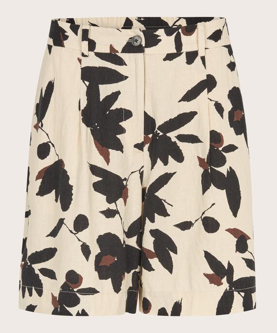 Shorts aus Leinenmischung mit Gummizug auf der Rückseite, Chestnut