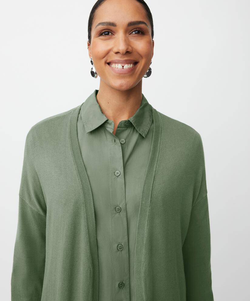Feinstrick-cardigan Mit Geradem Schnitt, Duck Green