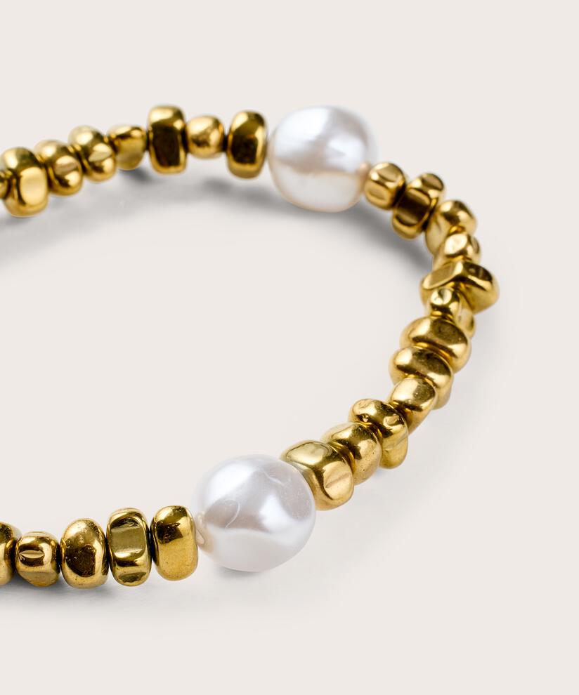 elastisches Armband mit goldenen Perlen, Gold