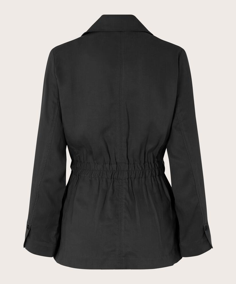Jacke mit Taschen und Bindebändern in der Taille, Black