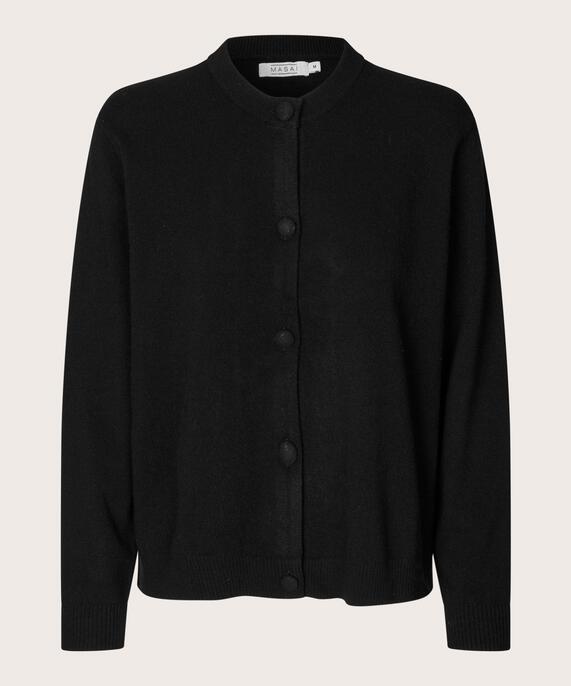 Rundhals-Cardigan aus Wollmischung, Black