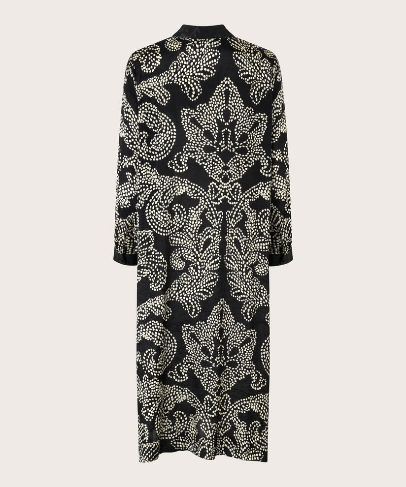 Viskosekleid mit Satindetails, Black