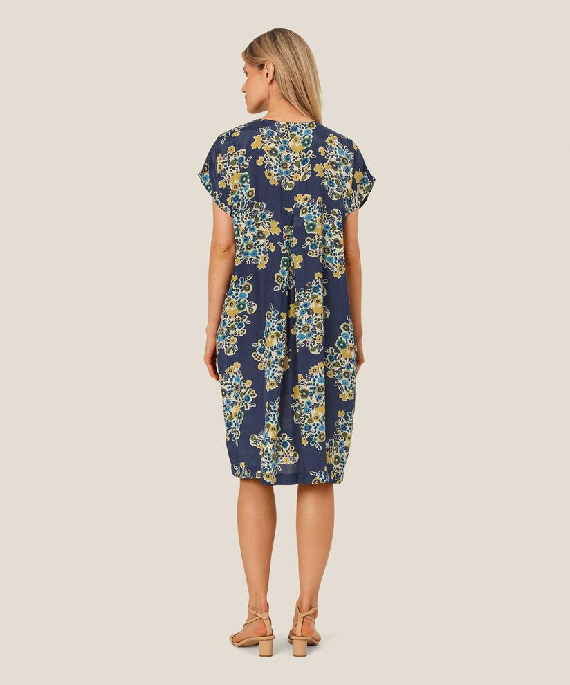 Kleid Aus Bedruckter Viskose Mit V-ausschnitt, Mood Indigo