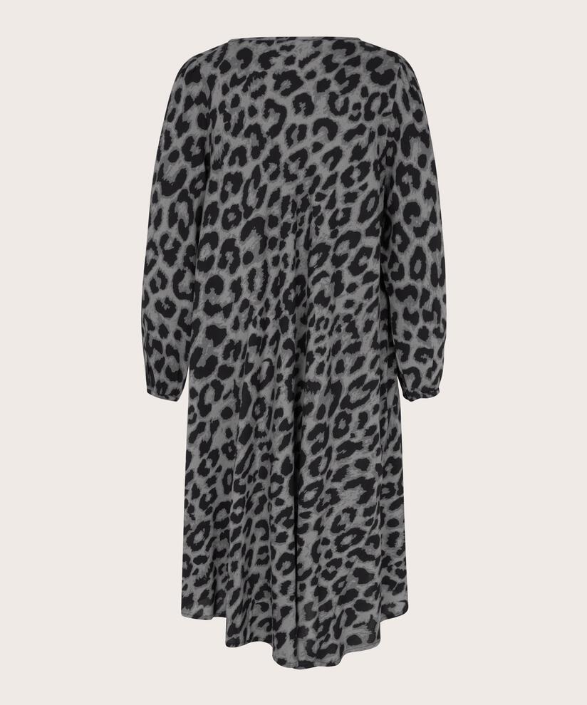 Viskosekleid mit Leopardenmuster, Steel Grey