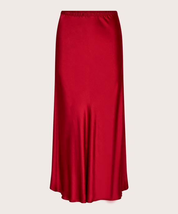 Satinrock mit schmalem Gummizug in der Taille, Red Dahlia