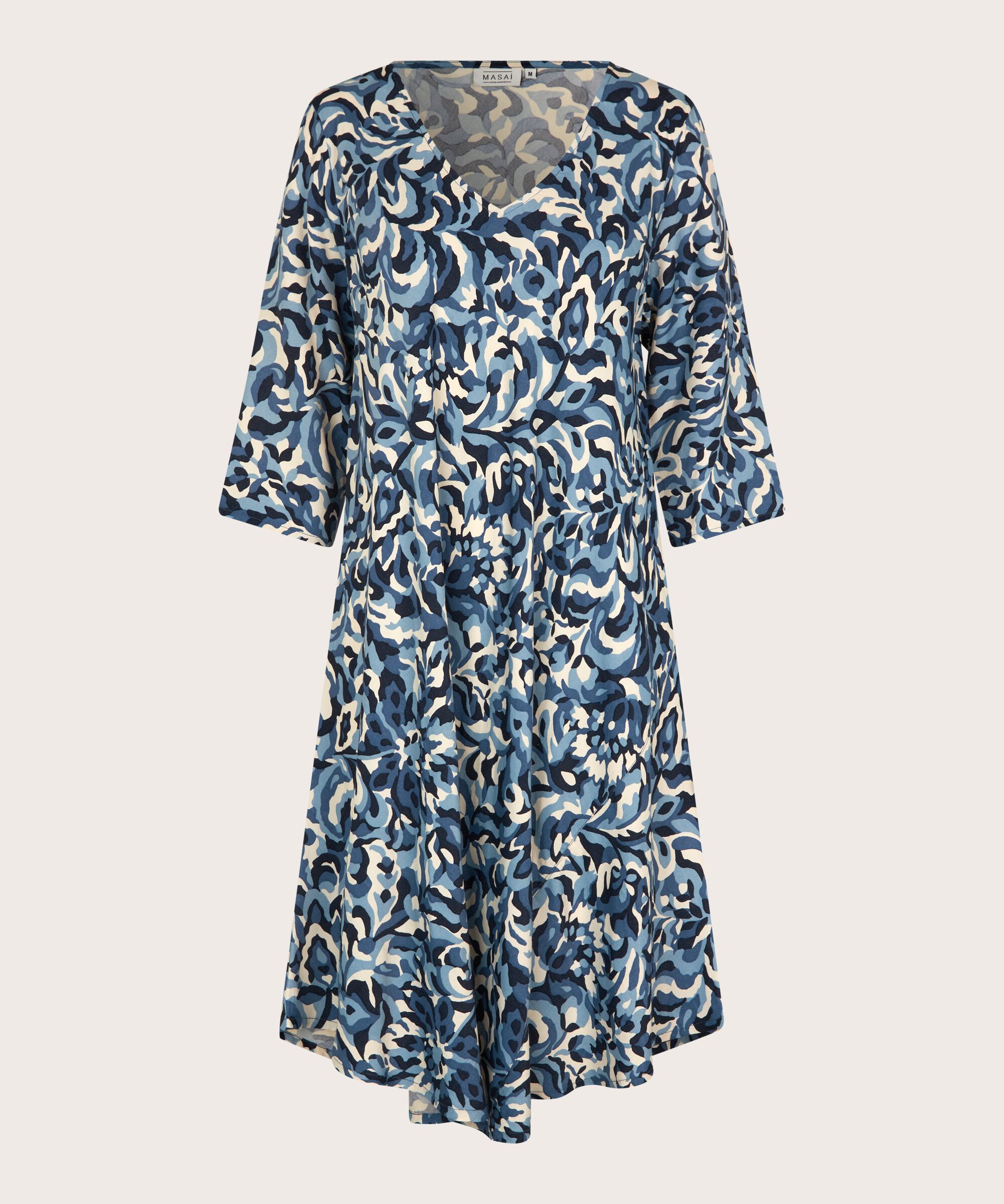 gemustertes Kleid mit Dreiviertelärmeln, Ashley Blue