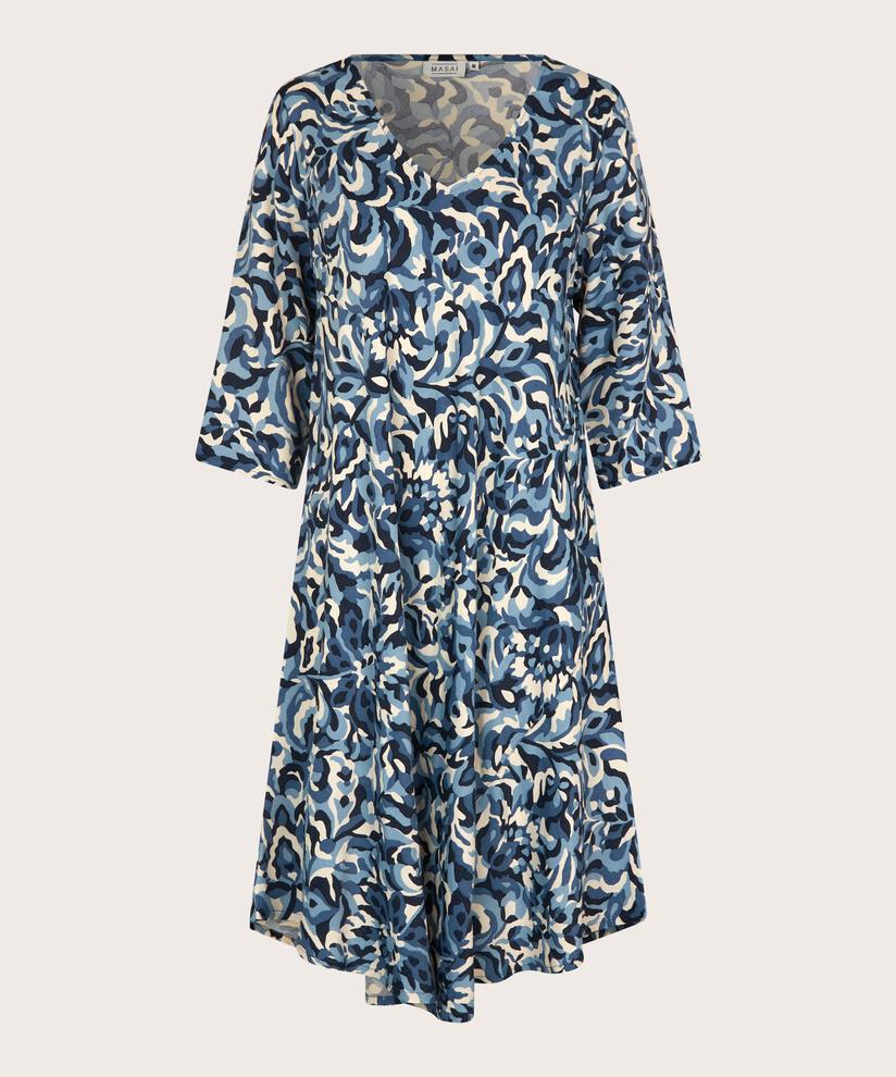 gemustertes Kleid mit Dreiviertelärmeln, Ashley Blue