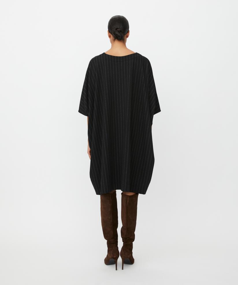Nadelstreifen-Jerseykleid mit 3/4-Ärmeln, Black