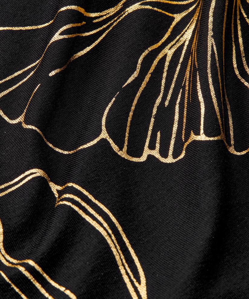 Bedrucktes Jersey-Top mit Fledermausärmeln, Gold