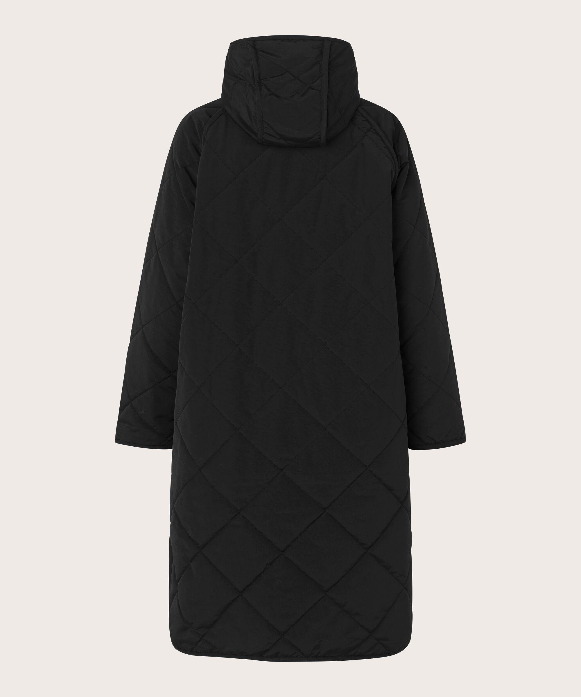 Steppmantel mit Kapuze, Black