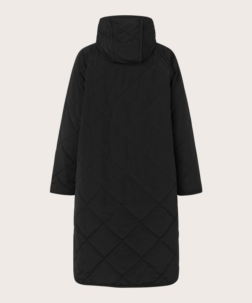 Steppmantel mit Kapuze, Black