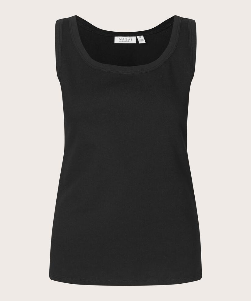 tailliertes Tanktop aus Stretch-Jersey, Black